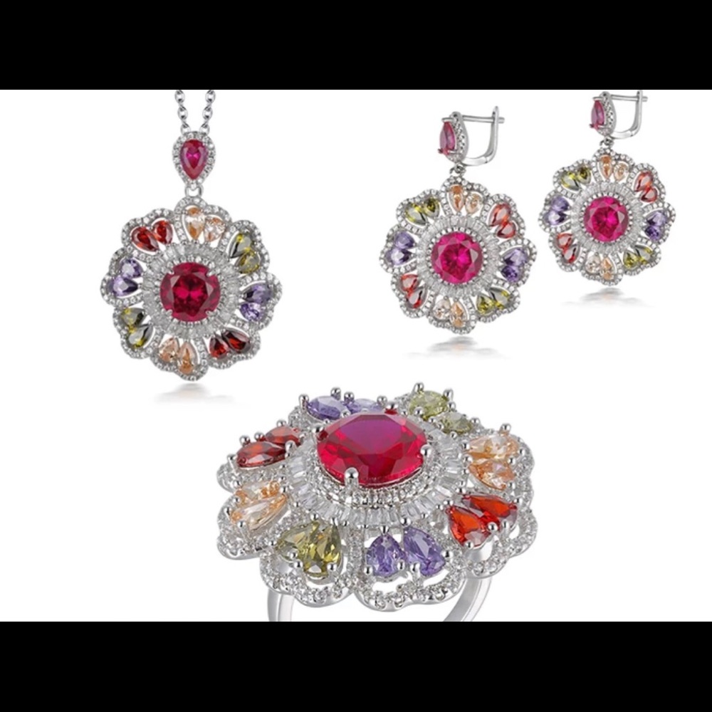 925 sterling silver set gemstone jewelry set